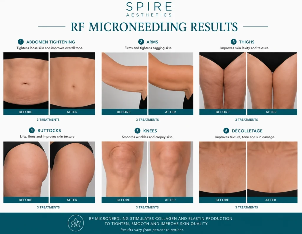 before and after RF microneedling skin tightening results Milngavie on the body